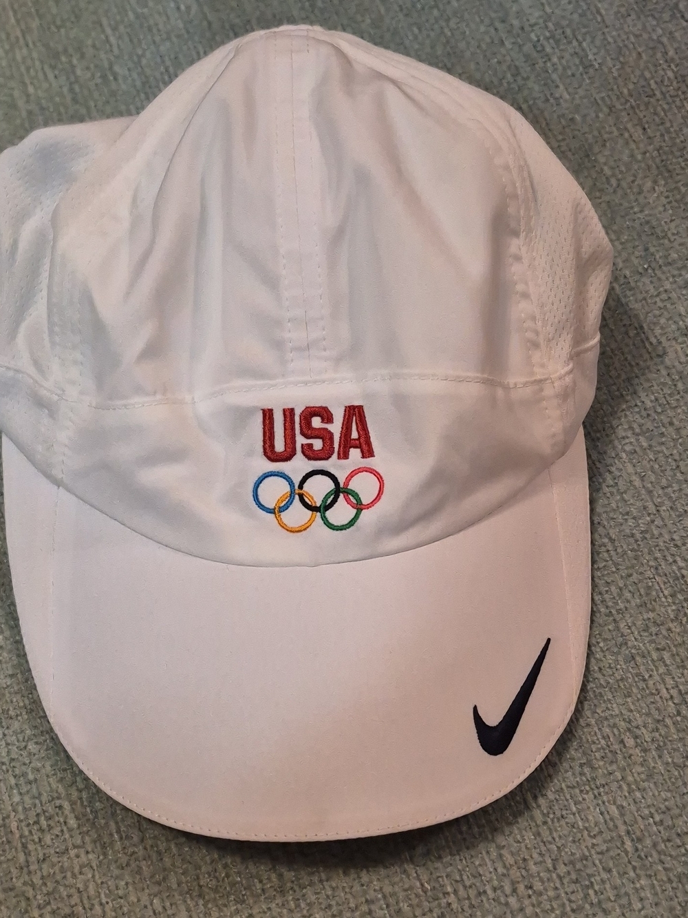 Nike White USA Olympic Hat with Navy Swoosh